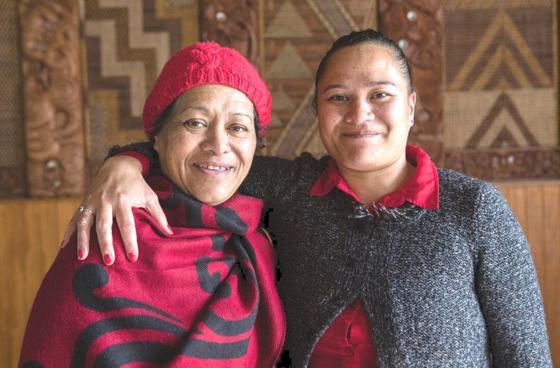 Two Maori women at a hui