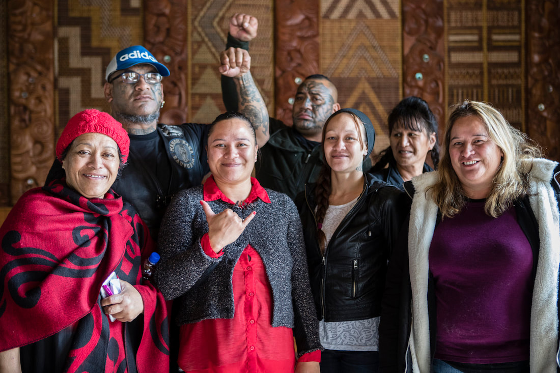 Mongrel Mob and Black Power at a hui in 2017